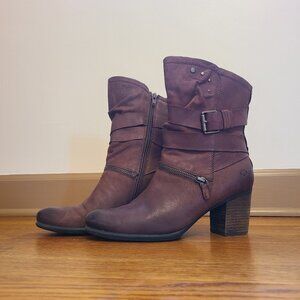 Josef Seibel Short Boots Brown Leather Strappy Buckle EU 39